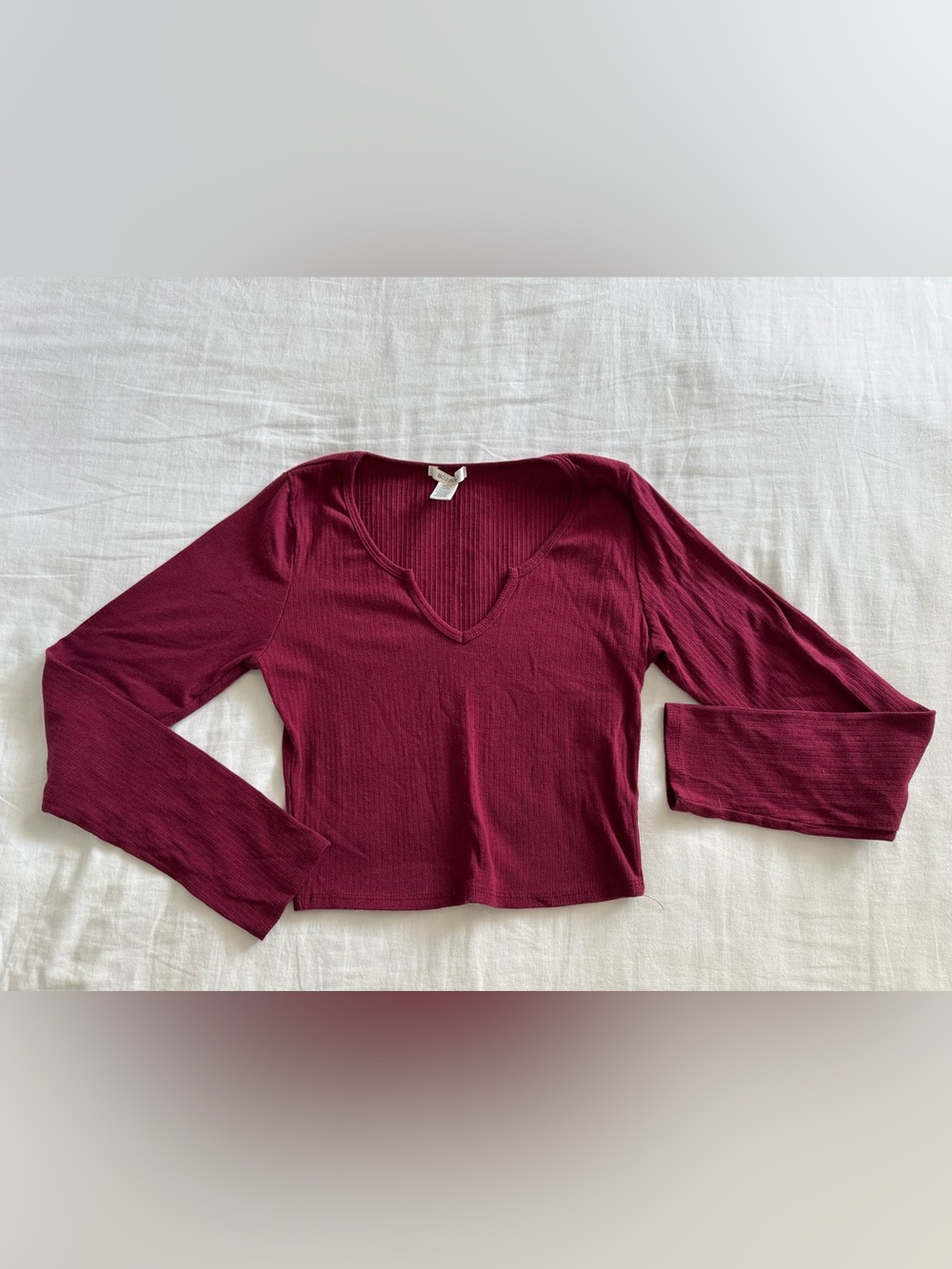 Bozzolo Long Sleeve V‑Neck Top - Wine
